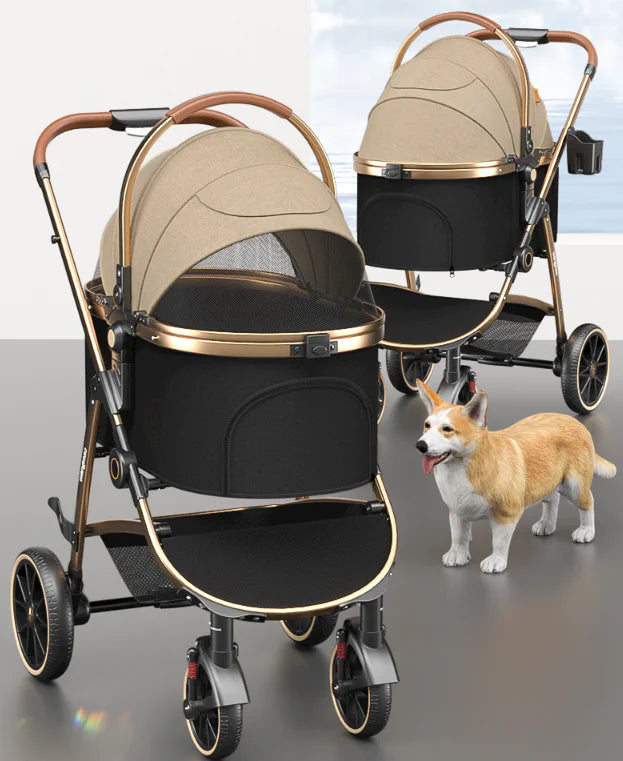 Luxury Medium Dog Pet Stroller – Lightweight Folding Aluminum Frame