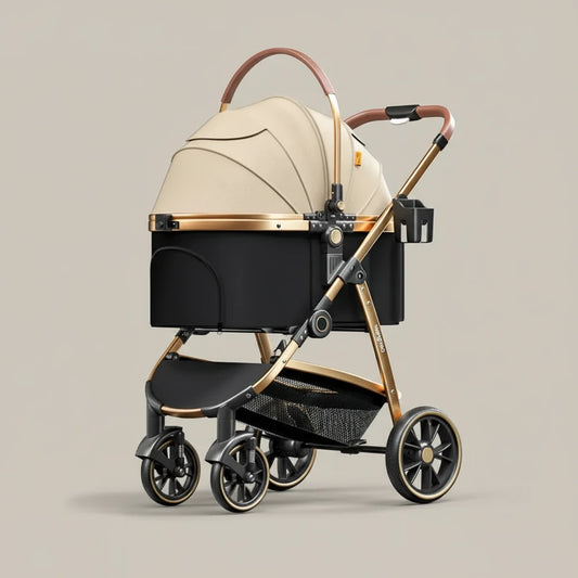 Luxury Medium Dog Pet Stroller – Lightweight Folding Aluminum Frame