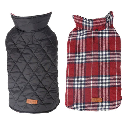 Waterproof Reversible Plaid Dog Jacket for Pets